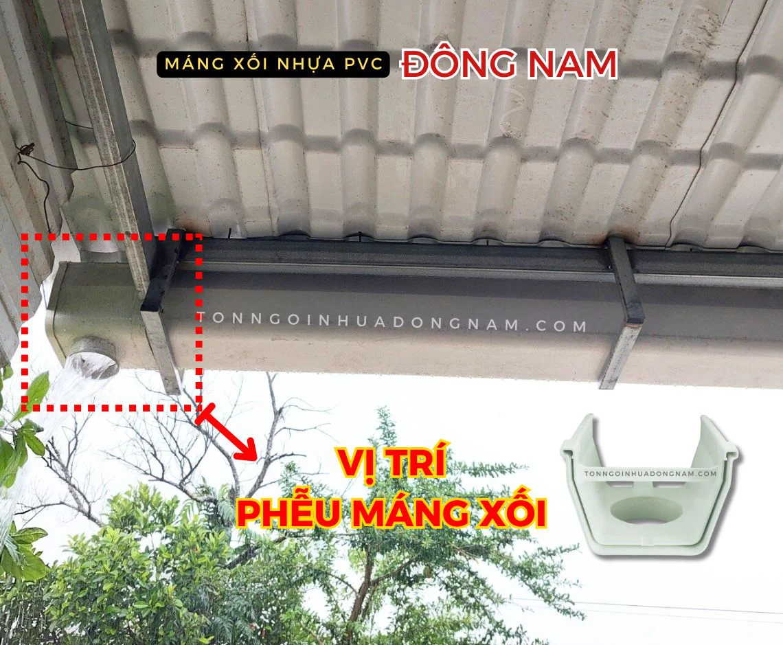 Vị trí phễu máng xối thoát nước
