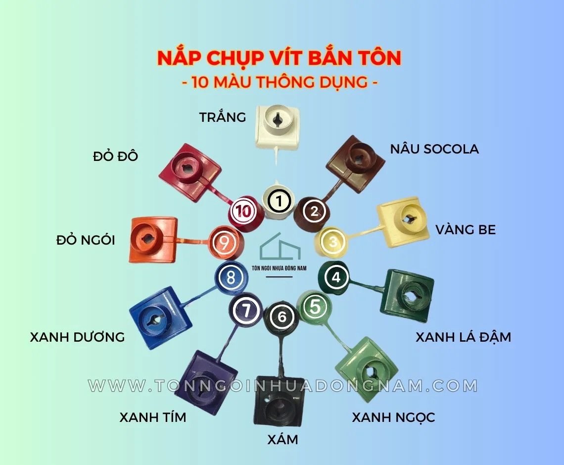 màu nắp chụp vít bắn tôn