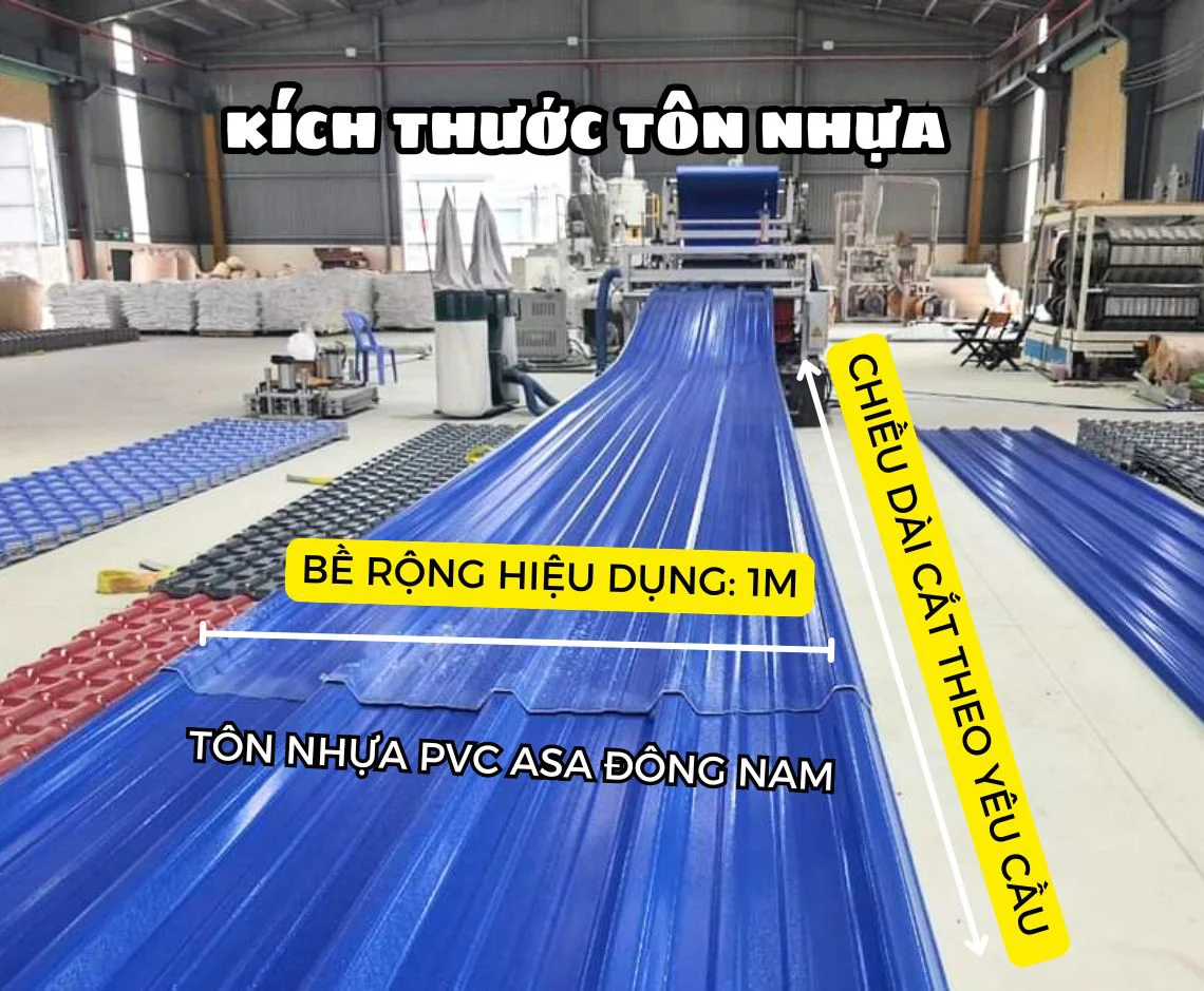kích thước tôn nhựa 5 sóng