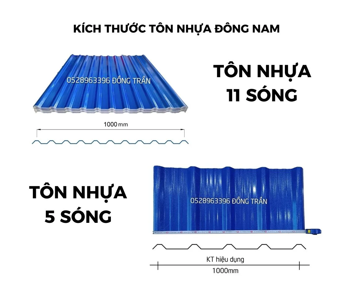 Kích thước tôn nhựa